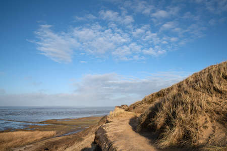 Panoramic image of the landscape along the shore of Sylt, North Frisia, Germanyの写真素材