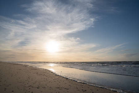Panoramic image of the landscape along the beach of Sylt, North Frisia, Germanyの写真素材