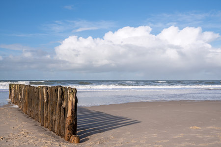 Panoramic image of the landscape along the beach of Sylt, North Frisia, Germanyの写真素材