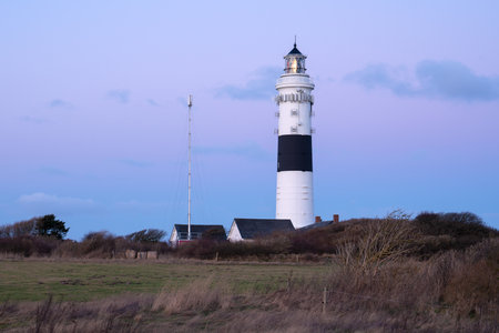 Panoramic image of Kampen lighthouse against sky, Sylt, North Frisia, Germanyの写真素材