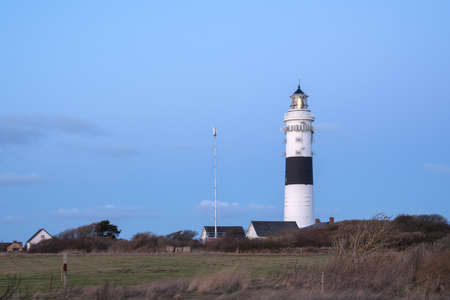 Panoramic image of Kampen lighthouse against sky, Sylt, North Frisia, Germanyの写真素材
