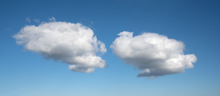 View to sky with cumulus cloudsの写真素材