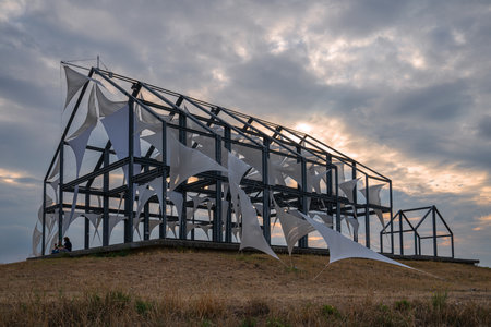 NEUKIRCHEN-VLYN, GERMANY - JUNE 11, 2022: Norddeutschland tip, landmark of Ruhr Metropolis against sky on June 11, 2022 in Neukirchen-Vlyn, Germanyのeditorial素材