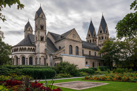 KOBLENZ, GERMANY - SEPTEMBER 30, 2021: Panoramic image of historic buildings in downtown of Koblenz on September 30, 2021 in Rhineland-Palatinate, Germanyのeditorial素材