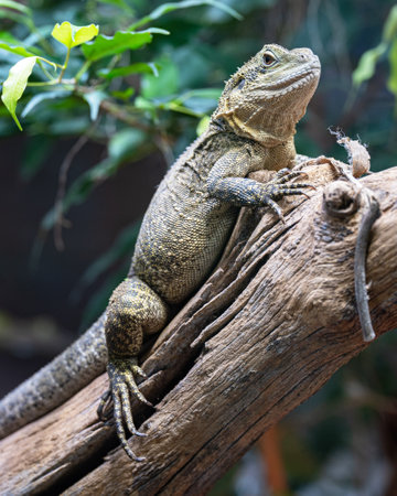 Close up image of Australian water dragon (Intellagama lesueurii howittii)の写真素材