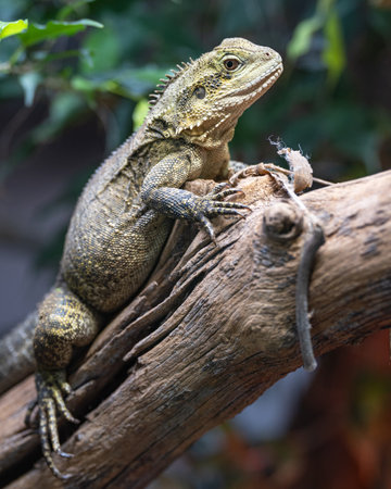 Close up image of Australian water dragon (Intellagama lesueurii howittii)の写真素材
