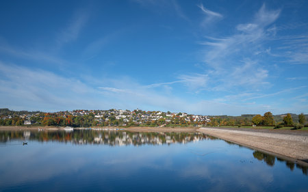 SUNDERN, GERMANY - OCTOBER 12, 2022: Panoramic image of Lake Sorpe close to Sundern on October 12, 2022 in Sauerland, Germanyのeditorial素材