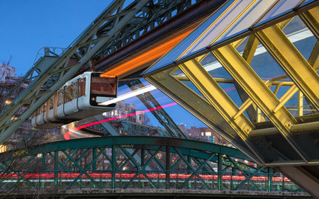 WUPPERTAL, GERMANY - FEBRUARY 15, 2023: Suspension railway of Wuppertal on February 15, 2023 in Bergisches Land, Germanyのeditorial素材