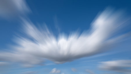 View to sky with cumulus cloudsの写真素材