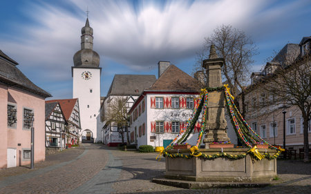 ARNSBERG, GERMANY - APRIL 10, 2023: Historic district with old buildings of Arnsberg during Eastern holidays on April 10, 2023 in Sauerland, Germanyのeditorial素材
