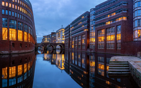 Hamburg, Germany - February 22, 2024: Modern buildings in the harbor city district of Hamburg on February 22, 2024 in Germanyのeditorial素材