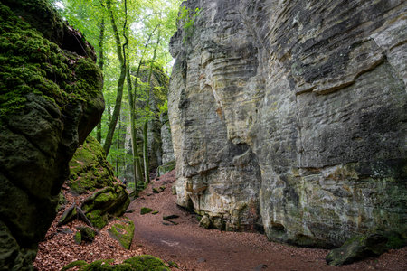 Panoramic landscape close to Trier, Eifel, Rhineland-Palatinate, Germanyの写真素材