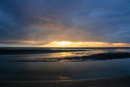Beach of Borkum, East Frisia, North Sea in Lower Saxony, Germany