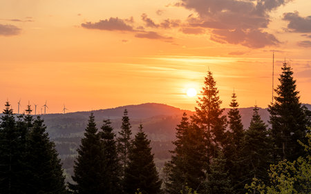 Panoramic image of landscape within the Vulkan Eifel, Rhineland-Palatinate, Germanyの写真素材