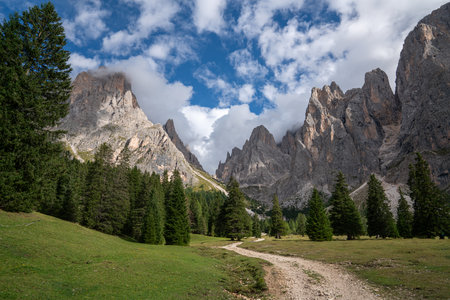 Panoramic image of landscape in South Tyrol, Italy, Europeの写真素材