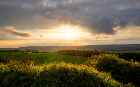 Panoramic image of beautiful landscape, Eifel, Rhineland-Palatinate, Germany