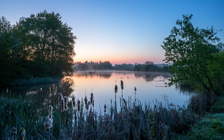 Panoramic image of beautiful landscape, Eifel, Rhineland-Palatinate, Germanyの写真素材