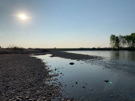 River landscape of the Trebbia, Piacenzaのeditorial素材