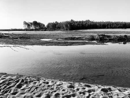 River landscape of the Trebbia, Piacenzaのeditorial素材