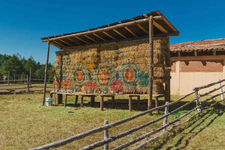 Target shooting made of straw in the recreation center, Natural Park in the state of Puebla, Mexicoの写真素材
