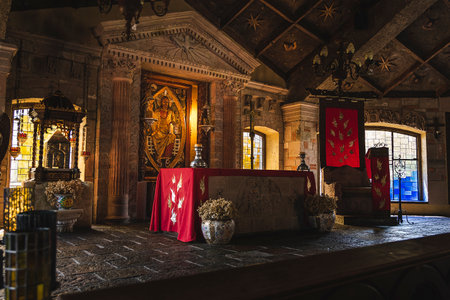 Mexico, Valle de Bravo March 26, 2021, view of the main high that is in the chapel of the "Casa De OraciÃ³n Carmel Maranatha".のeditorial素材