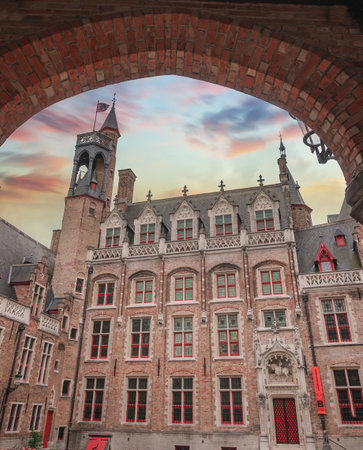 Bruges, Belgium. Brugge. View of the Onthaalpaviljoen museum, showing the architecture of this beautiful place.の写真素材
