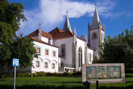 St. Condestavel Church in Lisbon with a cloudy blue sky.の写真素材