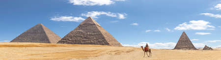 Panorama of the area with the great pyramids of Giza, Egyptの写真素材