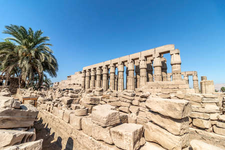 Luxor Temple, a large Ancient Egyptian temple complex located on the east bank of the Nile River in the city today known as Luxor (ancient Thebes).の写真素材