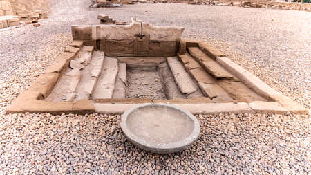 Cleopatra's Bath in Kom Ombo temple. It is said that Cleopatra VII  used these baths. Under these baths run a tunnel where wood was burnt to keep the water in the bath warmの写真素材