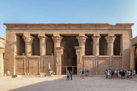 Edfu, Egypt - September 14, 2018: Edfu Temple, Dedicated to the Falcon God Horus, Located on the...