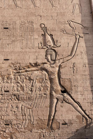 Edfu Temple, Dedicated to the Falcon God Horus, Located on the west bank of the Nile, Edfu, Upper Egyptのeditorial素材