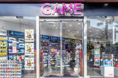 Huelva, Spain - July 27, 2020: Game store in Holea Shopping center. Game is a UK-based video game retailer, previously subsidiary of Game Digital, but wholly owned by the Frasers Group since June 2019のeditorial素材