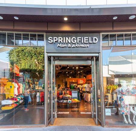 Huelva, Spain - July 27, 2020: Springfield store in Holea Shopping center. This brand is subsidiary...