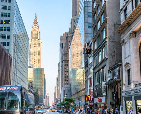 New York City, USA - June 12, 2017: Walking by East 42d street to Grand Central Terminalのeditorial素材