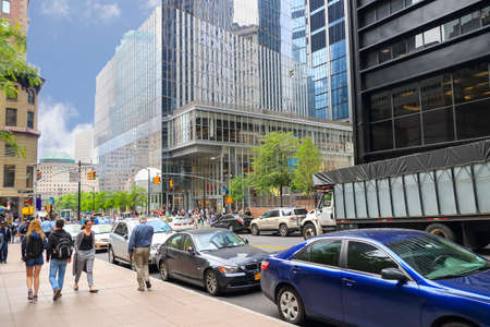 New York City, USA - June 8, 2017: View of activity in Manhattan FInancial District, on June 8, 2017のeditorial素材