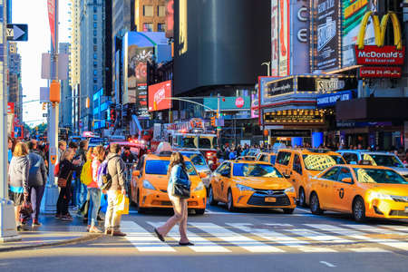 New York City, USA - June 7, 2017: Street avtivity in Times Square on June 7th 2017 in New York, USA