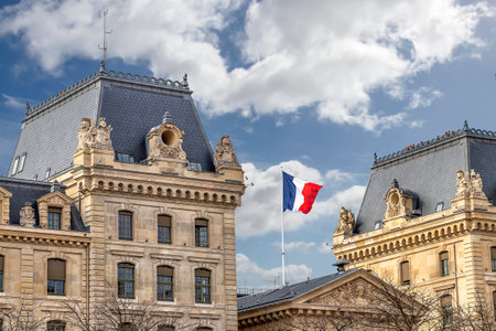 French Flag over The palace of the Conciergerieのeditorial素材