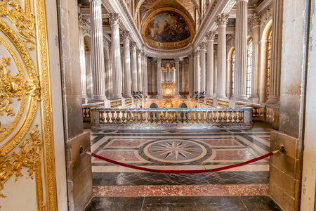 Versailles, France - March 14, 2018: Upper side of the chapel at the Royal Palace of Versailles in Franceのeditorial素材