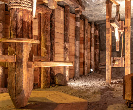 Underground corridor in Wieliczka Salt Mineのeditorial素材