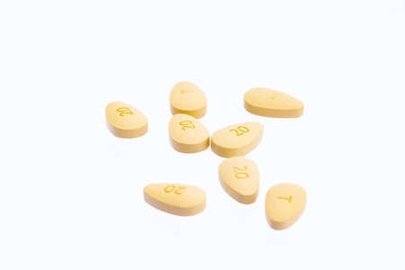 Brown pills pills isolated on white background