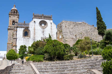 Facade of the Church of Santa Maria in the town of Medina-Sidonia in the province of Cadiz, Andalucia, Spainの写真素材
