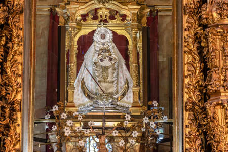 El Puerto de Santa Maria, Cadiz, Spain - June 15, 2021: Detail of image of Our Lady of Miracles inside of Basilica of Our Lady of Miracles in the town of El Puerto de Santa Mariaのeditorial素材