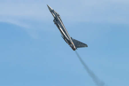 Seville, Spain - July 7, 2020: Eurofighter Typhoon (C-16) from 11wing, Spanish Air Force Fighter jet...
