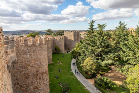 View of the historic walls of city of Avila, Spain, famous medieval city. Called City of Stones and Saintsのeditorial素材