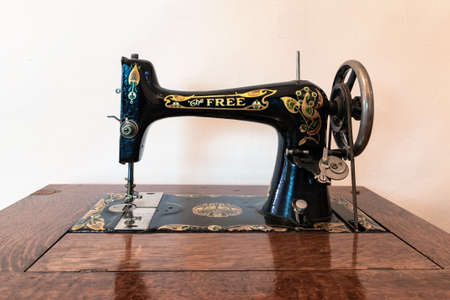 Salamanca, Spain - October 10, 2017: Old sewing machine made by the USA Free sewing machine company