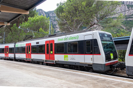 Barcelona, Spain - September 21, 2021: Train of silence. Public transport in which passengers are...