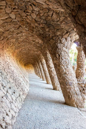 The famous Parc GÃ¼ell designed by the architect Gaudi in the city of Barcelona.のeditorial素材