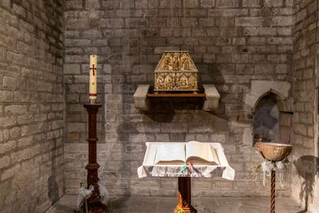 Barcelona, Spain - September 21, 2021: tabernacle of Santa MarÃ­a del Mar inside the basilica located in the city of Barcelona, Catalonia, Spain. It has been classified as an Asset of Cultural Interestのeditorial素材