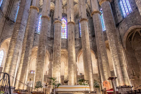 Barcelona, Spain - September 21, 2021: The church of Santa MarÃ­a del Mar is a minor basilica located in the city of Barcelona, Catalonia, Spain. It has been classified as an Asset of Cultural Interestのeditorial素材